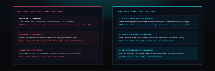The Distributed Panel: Why Peer Technical Reviews by Active Principal Engineers Beat Recruiter Screens